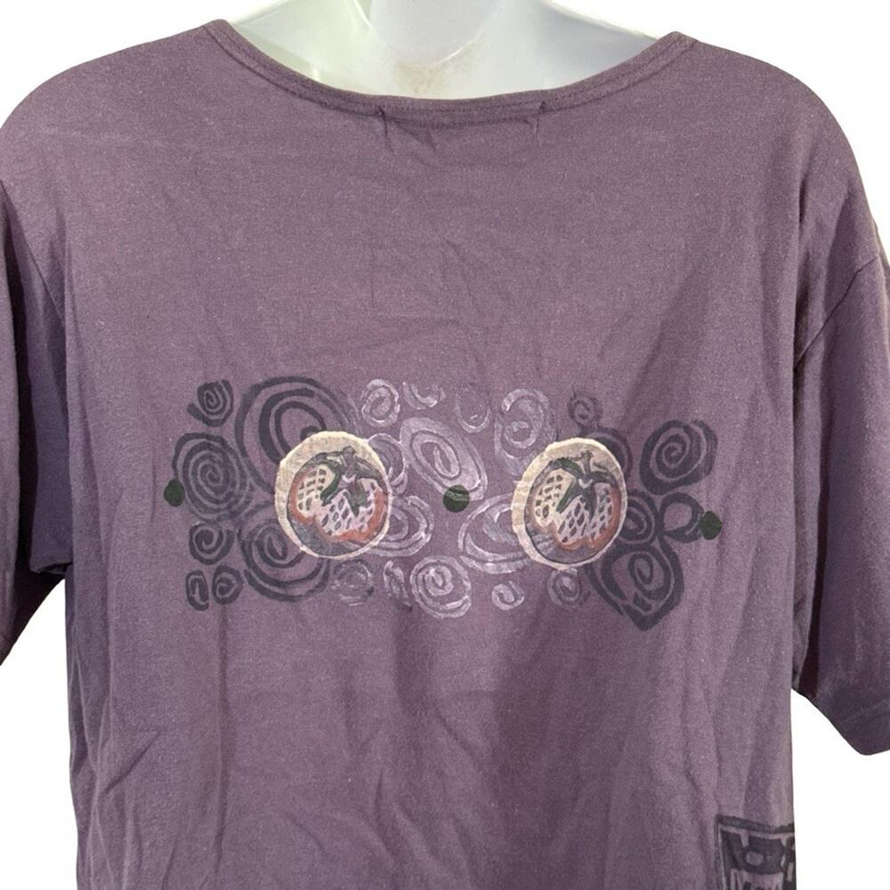 Blue Fish Painted Purple Short Sleeve Art to Wear T Shirt Top 1996 Vintage 1/ L - Picture 13 of 16